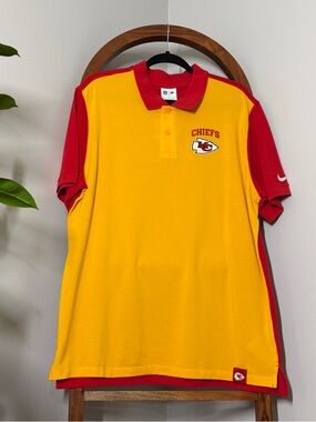 Nike NFL‎ LARGE KC Chiefs 2024 Blitz Pique University Red Polo Shirt NEW